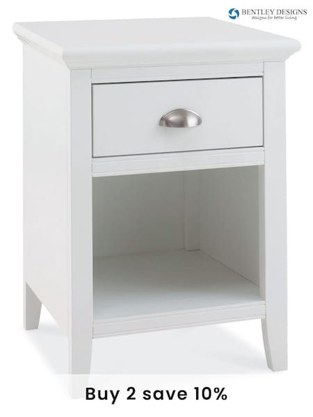Bentley Designs Cotton Grey Hampstead 1 Drawer Bedside Table (C79458) | £190