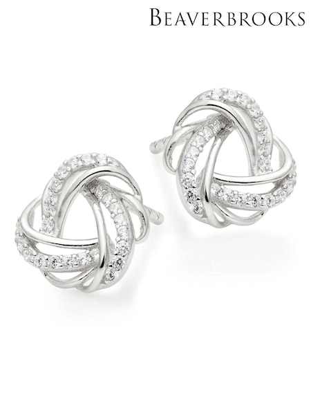 Beaverbrooks Sterling Silver Cubic Zirconia Knot Stud Earrings (C80004) | £60