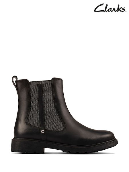 Clarks Black Standard Fit (F) Older Girls Astrol Orin Boots (C80165) | £52 - £56