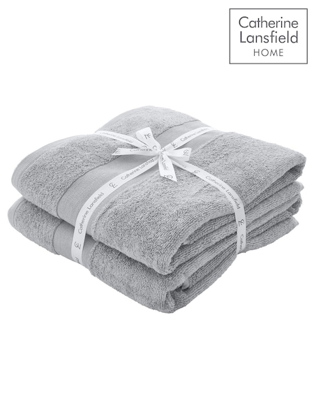 Catherine Lansfield Set of 2 Silver Anti-Bacterial 100% Cotton Towels (C80203) | £32