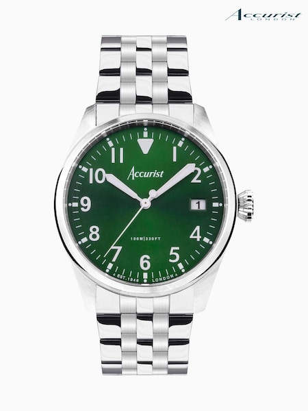 Accurist Mens Silver Tone Aviation Stainless Steel Bracelet Analogue Watch (C80678) | £169