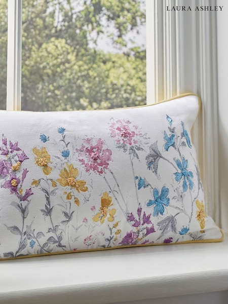 Laura Ashley Multi Square Wild Meadow 100% Cotton Cushion (C80707) | £55
