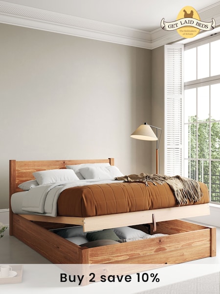 Get Laid Beds Cinnamon Ottoman Storage Square Leg Solid Wood Bed (C81258) | £900 - £1,110