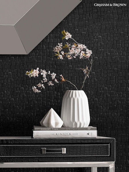 Graham & Brown Black Serpentine 10M Wallpaper (C81945) | £75