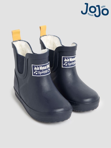 JoJo Maman Bébé Navy Blue Cosy Lined Ankle Wellies (C82863) | £24.50 - £26.50