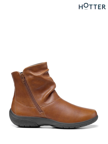 Hotter Brown Whisper Wide Zip Fastening Boots (C83507) | £99