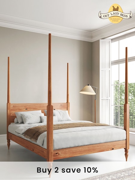Get Laid Beds Cinnamon Moroccan Four Poster Turned Leg Solid Wood Bed (C83789) | £810 - £1,020
