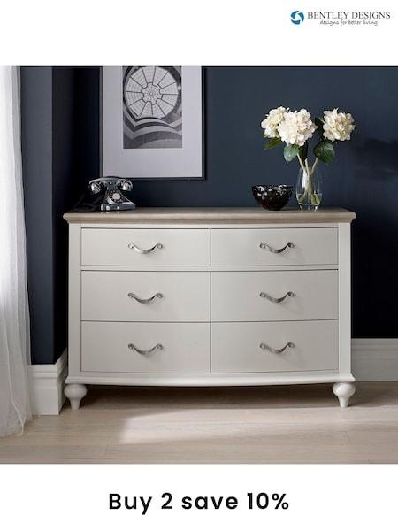 Bentley Designs Soft Grey & Washed Oak Montreux 6 Drawer Wide Chest (C84980) | £700