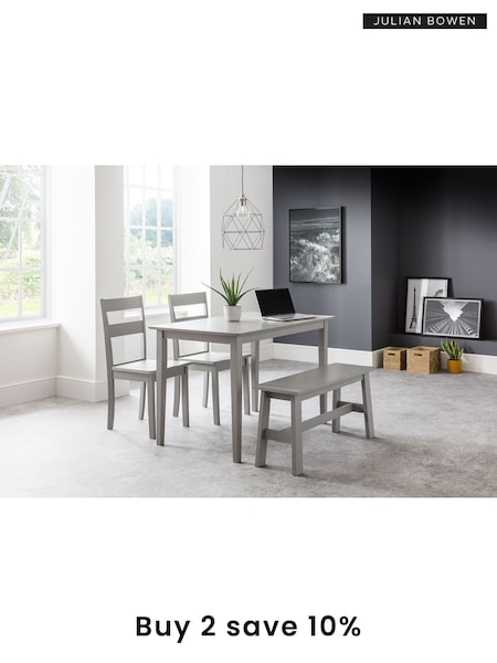 Julian Bowen Grey Kobe 4 Seater Wood Dining Table and Chair/Bench Set (C85088) | £250