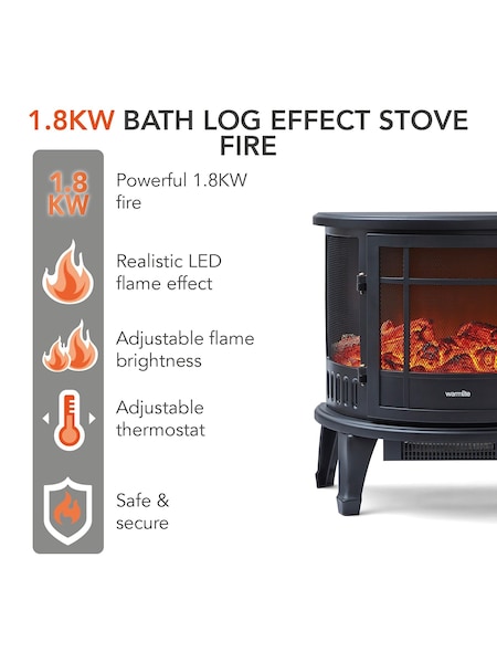 Warmlite Black 1.8KW Bath Log Stove Fire (C85150) | £160