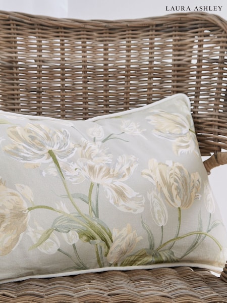 Laura Ashley Sage Green Gosford 100% Cotton Cushion (C85997) | £52