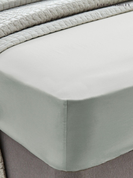 Laura Ashley Sage Green 400 Thread Count 100% Cotton Fitted Sheet (C86134) | £30 - £45