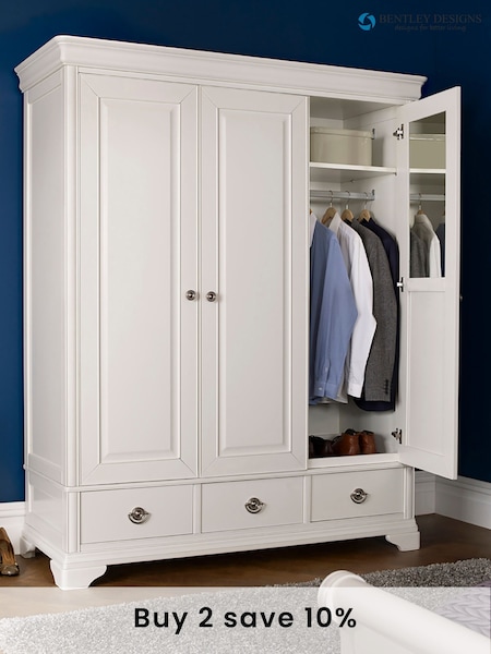 Bentley Designs White Chantilly Triple, 3 drawers Wardrobe (C86179) | £1,600