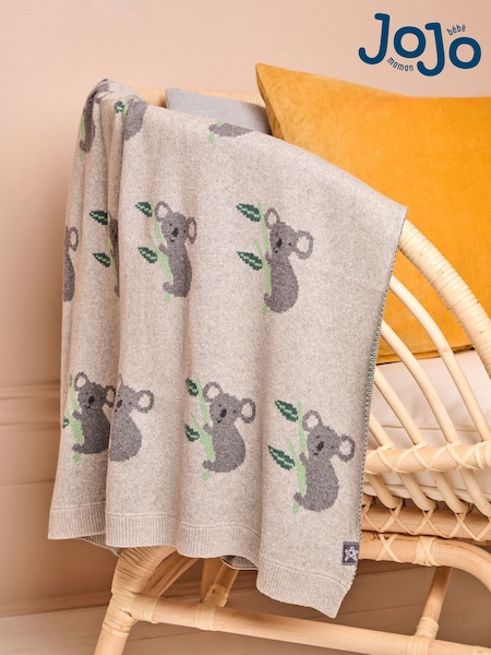 JoJo Maman Bébé Grey Koala Knit Shawl (C87451) | £26