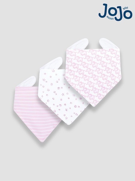 JoJo Maman Bébé Baby Pink 3-Pack Cotton Baby Dribble Bibs (C87738) | £12