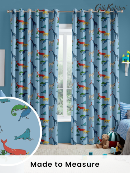 Cath Kidston Blue Kids Animals Made To Measure 100% Cotton Curtains (C87791) | £82