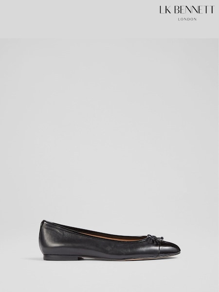 LK Bennett Black Leather And Patent Kara Toe Cap Ballerinas (C87803) | £199