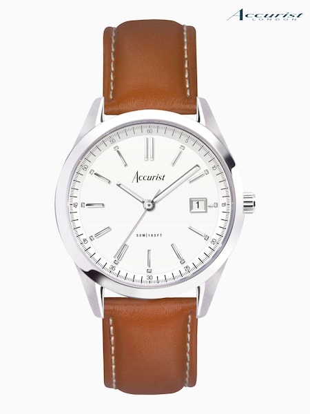 Accurist Mens Brown Everyday Leather Strap Analogue Watch (C87958) | £89