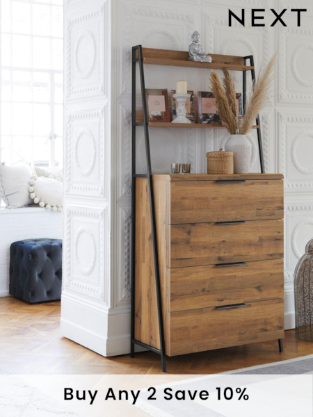 Dark Natural Bronx Ladder Oak Effect Chest of Drawers (C88079) | £425