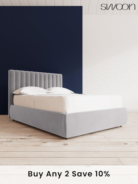 Swoon Easy Velvet Silver Grey Porlock Divan Bed (C88149) | £1,169 - £1,259