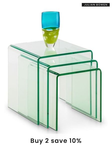Julian Bowen Clear Amalfi Tempered Glass Nest of 3 Tables (C88302) | £260