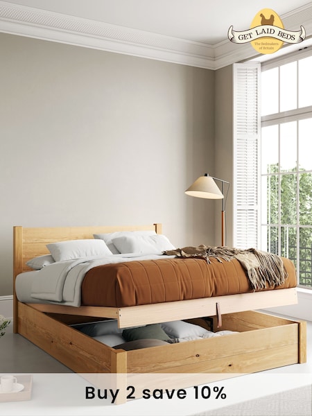 Get Laid Beds Honey Ottoman Storage Square Leg Solid Wood Bed (C88541) | £900 - £1,110