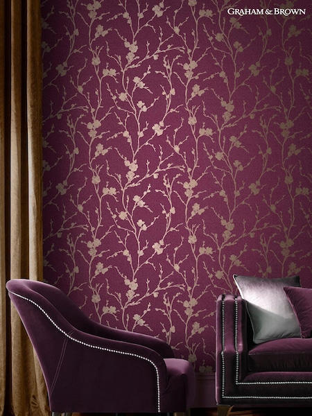 Graham & Brown Purple Meiying 10M Wallpaper (C89081) | £80
