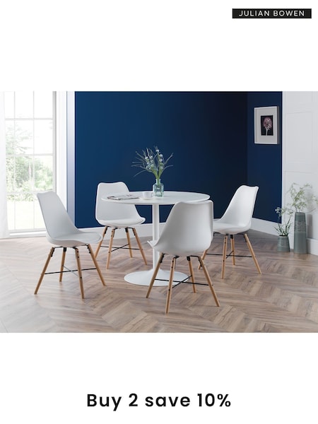 Julian Bowen White Blanco Round Compact 4 Seater Dining Table (C89153) | £195