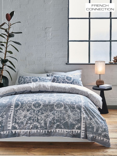 French Connection Blue Aurora 200 Thread Count Duvet Cover and Pillowcase Set (C89539) | £50 - £85