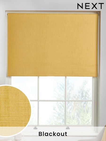 Ochre Yellow Ready Made Textured Roller Blackout Blind (C89629) | £20 - £44