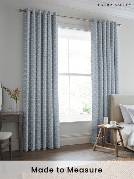 Laura Ashley Dusky Seaspray Blue Musica Velvet Made To Measure Curtains (C89909) | £109