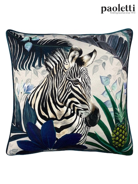 Riva Paoletti Multicolour Kala Zebra Printed Velvet Cushion (C90163) | £28