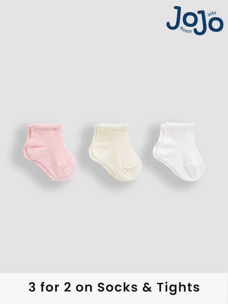 JoJo Maman Bébé Cream Pastel 3-Pack Princess Socks (C90243) | £11.50