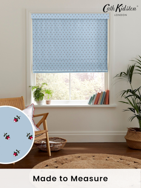 Cath Kidston Blue Rose Bud Made To Measure Roman 100% Cotton Blinds (C90852) | £75