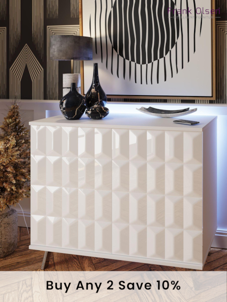 Frank Olsen White Elevate Smart LED Small Sideboard (C91764) | £370