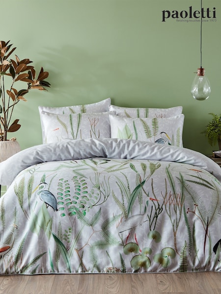 Riva Paoletti White Aaliyah Exotic Reversible 100% Cotton Duvet Cover And Pillowcase Set (C91957) | £29 - £50