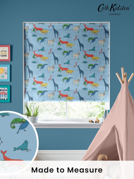 Cath Kidston Blue Kids Animals Made To Measure Roman 100% Cotton Blinds (C91986) | £75