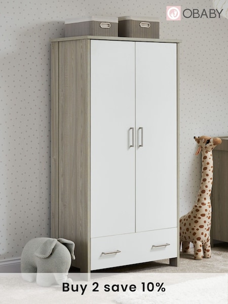 Obaby Grey Wash and White Nika Double Wardrobe (C92201) | £285