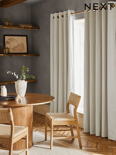 Natural Light Lined Cotton Eyelet Curtains (C92320) | £20 - £90