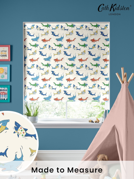 Cath Kidston Cream Kids Summer Sharks Made To Measure Roman 100% Cotton Blinds (C92330) | £75