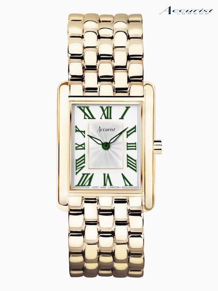 Accurist Womens Gold Tone Rectangle Stainless Steel Bracelet Analogue Watch (C92344) | £179