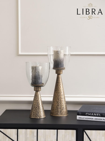 Libra Interiors Clear Sandbanks Large Glass Candle Holder (C92467) | £69.50