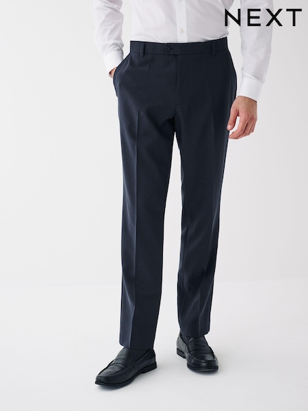 Navy Blue Machine Washable Plain Front Smart Trousers (C92951) | £20