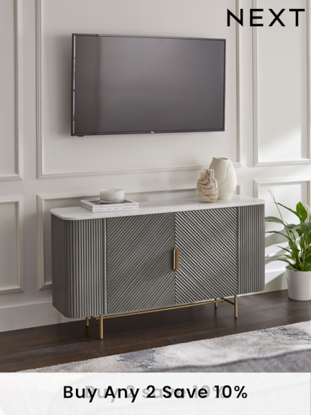 Dark Grey Valencia Marble Mango Wood Large Sideboard (C93130) | £999