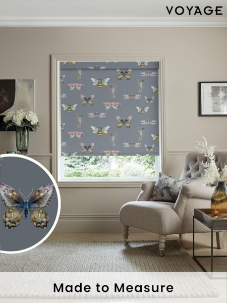Voyage Storm Grey Blackout Fray Made to Measure Roller Blind (C93207) | £73
