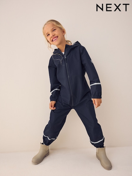 Navy Blue Zip Hooded Waterproof Puddlesuit (12mths-10yrs) (C93210) | £21 - £25