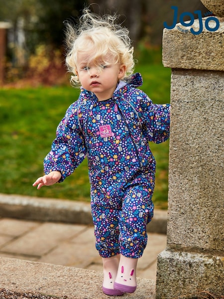 JoJo Maman Bébé Navy Blue Woodland Pack Away Waterproof Puddlesuit (C93741) | £38.50 - £40.50