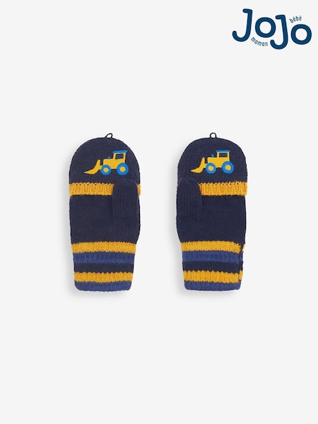 JoJo Maman Bébé Navy Digger Embroidered Gloves (C93953) | £15.50