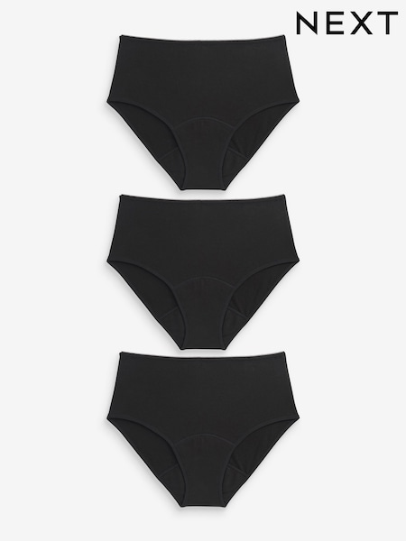 Black Full Brief Medium Flow Essential Period Knickers 3 Pack (C93964) | £30