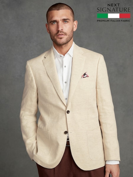Stone Natural Signature Leomaster Linen Blazer (C94026) | £199